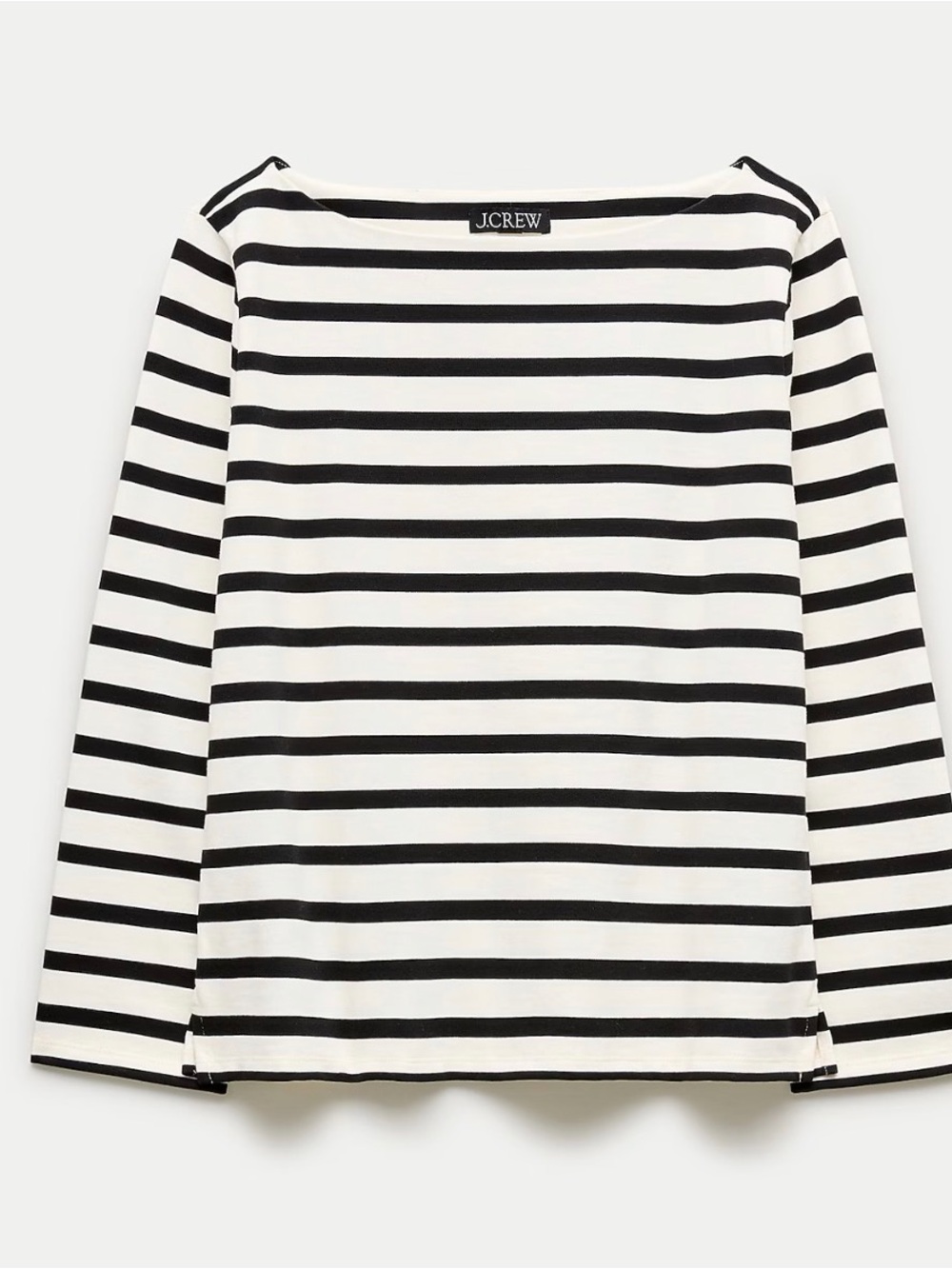 J. Crew Navy and White Striped Heavyweight Cotton Boatneck Top